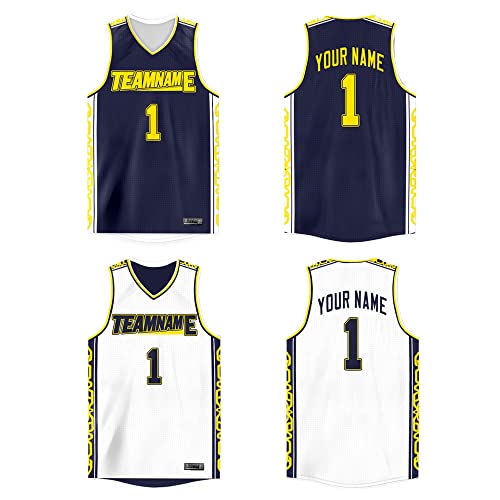 KXK Camisa de Basquete Reversível Personalizada Uniforme de Desempenho Personalizado Homens/Azul-mar