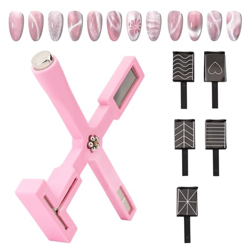 Set di 6 magneti per unghie,magnete multifunzionale migliorato per smalto gel cat eye,penna magnetica per strumenti per nail art Bastone magnetico 3D magico fai-da-te