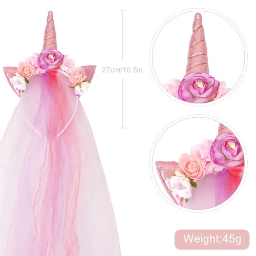 Image of Little Girls Dress Up with Pink Unicorn Tutu Headband,dreamy pink S, 1-3T
