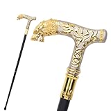 Golden White Wolf Handle Luxury Walking Stick Party Fashion Elegant Walking Stick Decorative Cospaly Cane Knob Crosier 88cm