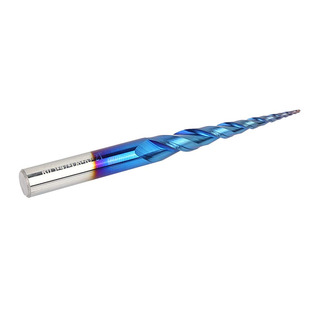 Fresa de extremo de carburo cementado, cortador de fresado 2T con revestimiento azul súper duro, alta dureza y resistencia al desgaste para el corte de madera y metal en CNC, 1 (R0.5 * 47*D8*85)