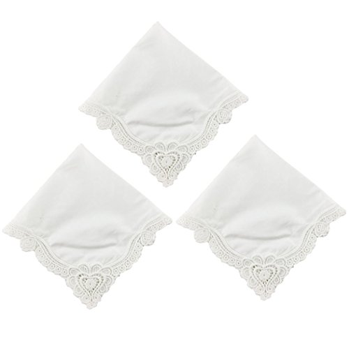 OWM Handkerchief Bride Pack of 3 Wedding Heart Lace Handkerchief Set