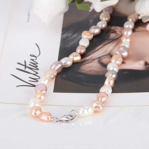 Multicolor Pearl Necklace for Women, Freshwater Cultured Baroque Pearls Strand Necklace for Pearl Jewelry 6