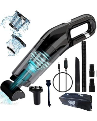 Handheld Vacuum Cleaner, 14000PA Powerful Suction, Cordless, Portable Lightweight Hoover, Car Home Carpet Stairs Pet Hair Keyboard Cleaner, Rechargeable 3X2000mAh batteries, 25-30 mins long runtime