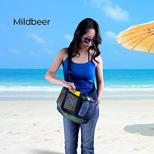 Image of Mildbeer 12x6x12 Mesh Crossbody Bag for Gym & Beach | Gym tote bag with adjustable 30-57 inch crossbody strap. Breathable quick-dry, sandproof. Lightweight foldable for travel