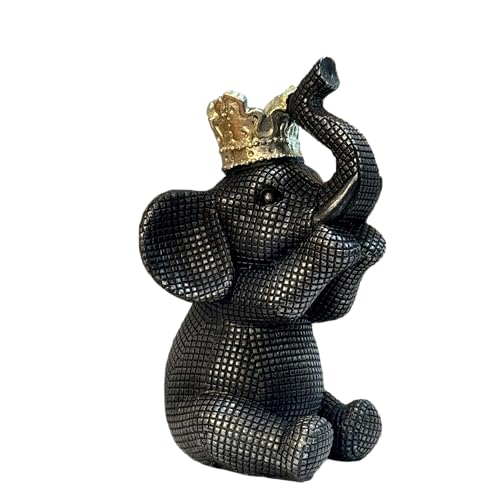 Estatua de Elefante Negro y Dorado para Hogar