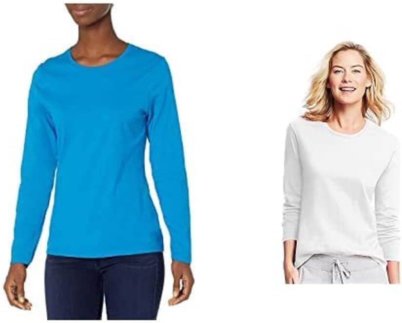 Hanes Womens Perfect-T Long Sleeve T-Shirt - 2 Pack Medium Hanes Navy & Deep Dive