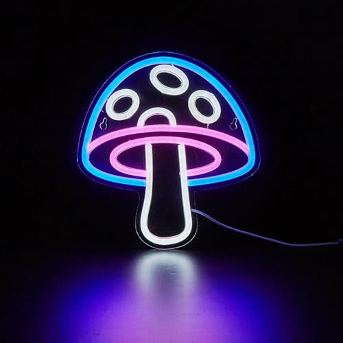 Image of LED Neon Mushroom Cute Neon Sign, USB Powered Neon Signs Night Light, 3D Wall Art & Game room Bedroom Living Room party Decor lamp for Children Kids Girls Boys