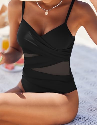 AI'MAGE One Piece Swimsuit for Women Sexy Slimming Tummy Control Bathing Suit 2025 Sheer Mesh Wrapped Swimwear2