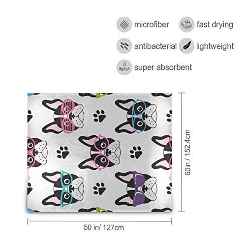 Emelivor Cozy Throw Blanket For Couch - Cute French Bulldogs With Glasses Lightweight Blanket Super Soft Decoration Throws For Bed Sofa Travelling 50 X 60 In #TOP2