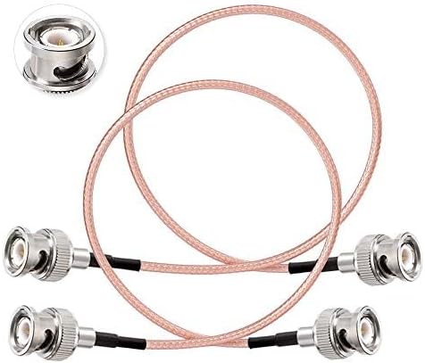 BNC RG316 Male to Male 50ohm Coax Extension Cable 30cm BNC Patch Lead for Radio Scanner, CB/Ham Radio, Antenna/Spectrum Analyzer, Surveillance Camera, Test Devices 2Pcs