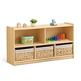 OOOK Bücherregal Montessori-Regal, Aufbewahrung mit 2 Etagen 5 Fächern, Kinder Spielzeugschrank Holz, Spielzeug Regal für Kinderzimmer, Klassenzimmer
