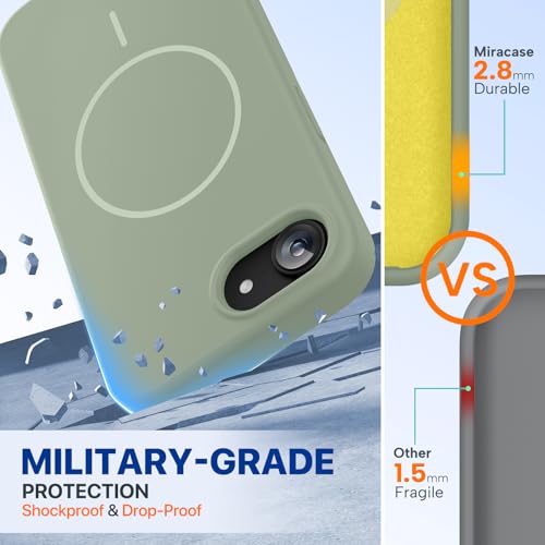 Image of Miracase Magnetic for iPhone 17e Case & iPhone 16e Case, [Soft Anti-Scratch Microfiber Lining], Compatible with MagSafe, Silicone Shockproof Drop Protection Phone Case for iPhone 17e /16e, Patina Green