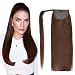 18" Straight Wrap Around Ponytail Human Hair Extensions for Women 100gram Chocolate Brown #4