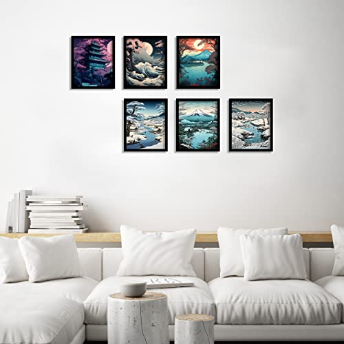 Japanese Wall Art Prints Set Of 6 Japan Landscape Posters Vintage Wall Decor Ukiyoe Paintings Aesthetic Asian Retro Picture Mount Fuji Photo Canvas Art Painting For Living Room Bedroom Wall Decorastronaut (A, 8"X10" Unframed) #TOP4