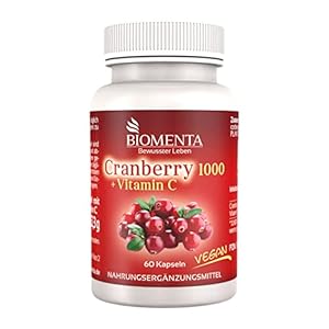 BIOMENTA Cranberry 1000 + Vitamin C – mit 1.000 mg Cranberry Extrakt + 500 mg Vitamin C pro Tag – Cranberry hochdosiert…