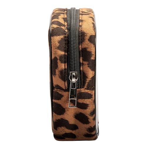 Leopard Print Clear Makeup Bag Travel Cosmetic Case Transparent Toiletry Bag with Zipper, Portable Make Up Organizer Traveling Compact Car Bag for Essentials (Brown)3