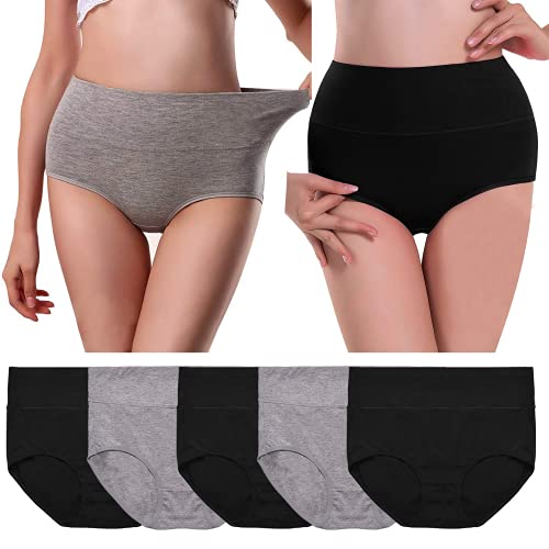 UMMISS Womens Underwear,Cotton High Waist Underwear for Women Full Coverage Soft Comfortable Briefs Panty Multipack2