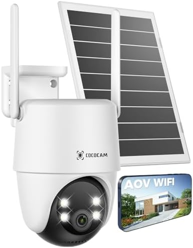 COCOCAM 24/7 Recording AOV Surveillance Camera WiFi Outdoor Solar...