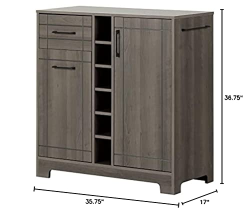 South Shore Vietti Bar Cabinet And Bottle Storage, Gray Maple #TOP2