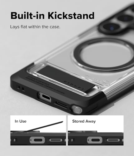 Image of Ringke UX Magnetic for Samsung Galaxy S26 Ultra Case Back Cover [Compatible with MagSafe] [Built-in Metal Stand] Dual Layer Protective with Heavy-Duty Bumper Frame - Clear