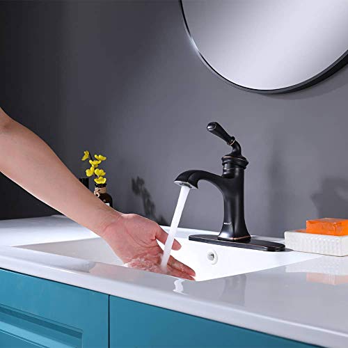 Bathroom Faucet Oil Rubbed Bronze Sink Vanity Faucets Single Handle Brass 8 Inch Lavatory Basin Mixer Taps For Restroom Fit 1 Or 3 Hole (With Deck Plate) Rbrohant Rbf65007Orbp #TOP3