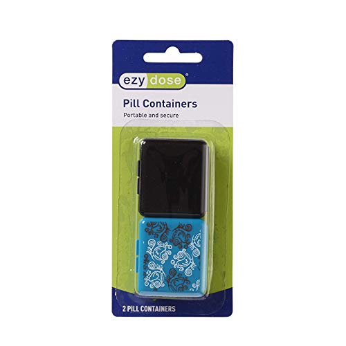 Ezy Dose Daily Travel Pocket Pharmacy Pill Organizer, Vitamin and Medicine Box, Snap-Shut Compartments, Color and Designs May Vary