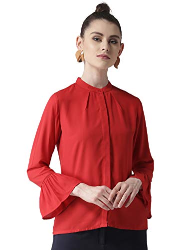 Image of Style Quotient Women Red Regular Fit Solid Casual Shirt-RED