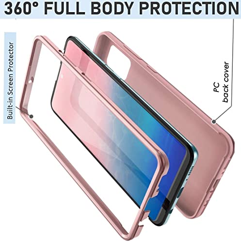 NWNK13 For Samsung Galaxy A53 5G Case Crystal Clear Slim Fit Front & Back 360° Case Built-in Screen Protector Full Body Silicone Gel Mobile Phone Cover for Samsung A53 5G (Clear) (Rose Gold)