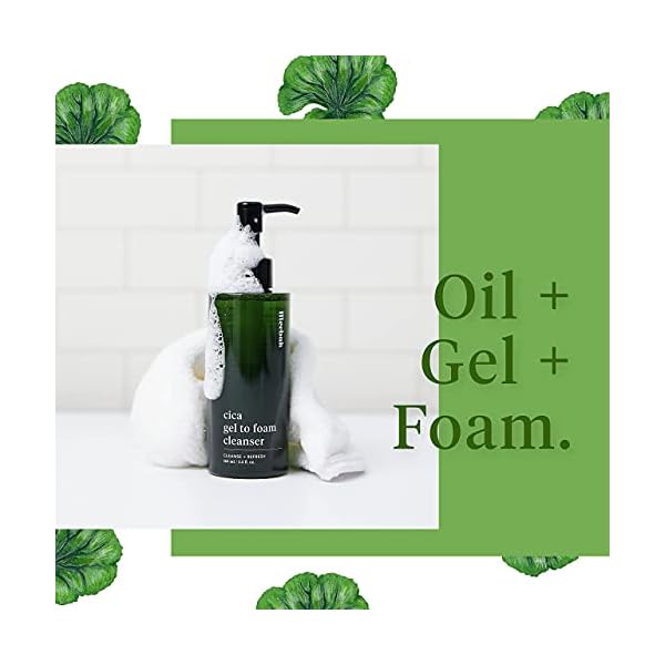 Cica Sensitive Skin Face Wash Cleanser - Korean Facial Cleansing Foaming Gel & Makeup Remover, Exfoliating, Acne, Great for Oily Skin