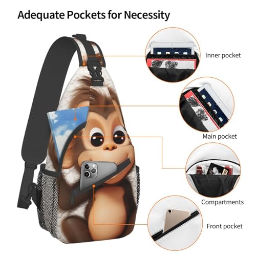 Sling Bag para hombres y mujeres con diseño mono miniatura 4