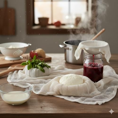 Image of Amazon Brand - Umi 5 Meter Reusable Pure Cotton 90 Grade Cheese Cloth for Straining, Cooking, Paneer, Curd, Ghee & Kitchen Use (500x100 Cm)