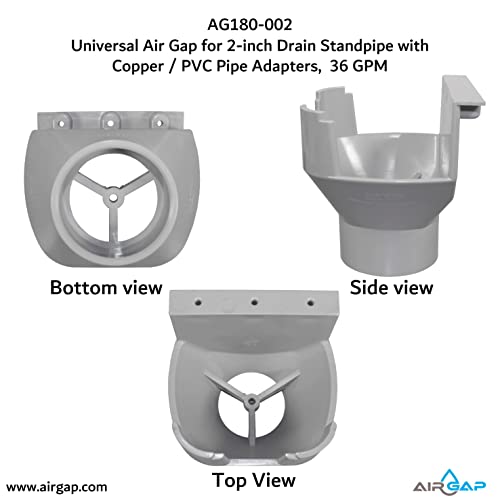 Universal Multi-Drain Air Gap For Condensates, Water Softeners And Water Filters With 1/2-Inch And 3/4-Inch Pvc And Copper Pipe Adapters (Ag180-002, Gap-A-Drain) #TOP3