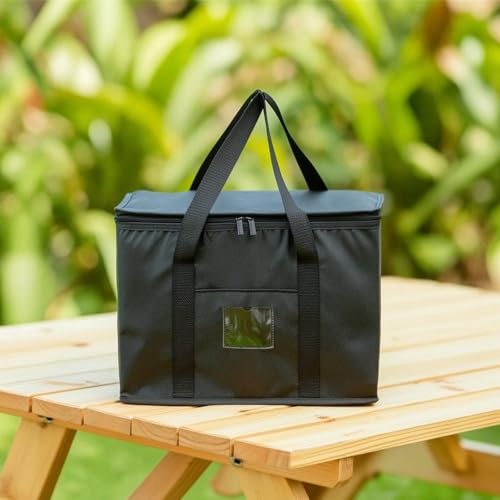 Colaxi Insulated Shopping Tote Thermal Grocery Bag Carrier Chiller Bag With Front Pocket Clear Window For Labels In Oxford Cloth Suitable for shopping picnics travel beach trips - Image 7