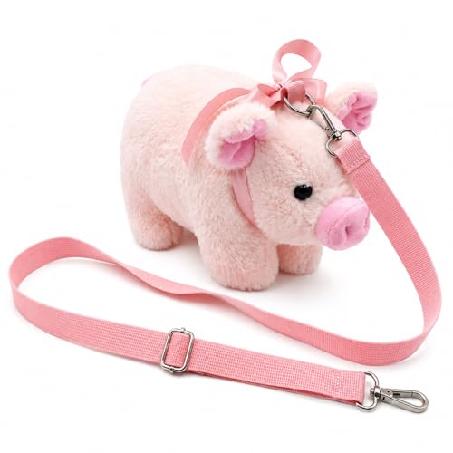 Sac à bandoulière en forme de cochon rose peluche pour enfant