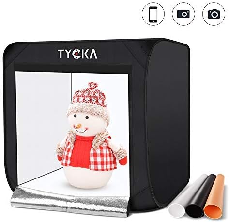 Photo Studio Box, 31.5”X31.5”X31.5”Portable Folding Professional Photography Tent with 2 LED Light Strips and 3 Backdrops (Black, White, Beige)
