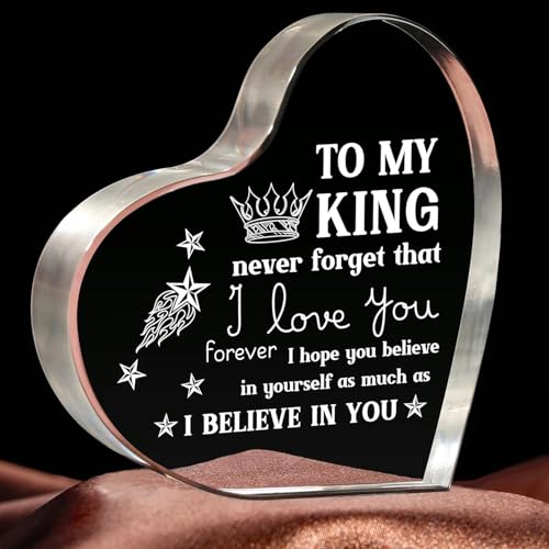 Gifzy Gifts for Boyfriend, Valentines Day Gifts, Anniversary I Love You Gift for Him Boyfriend, Men's Heart Shaped Acrylic Block -Fathers Day Birthday Gift for Him Boy friend Husband
