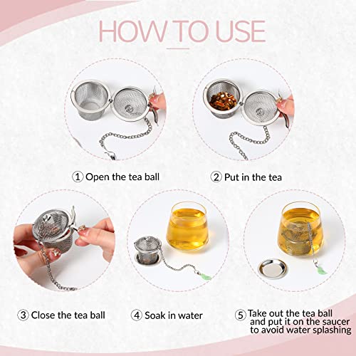 4 Pcs Tea Infuser Stainless Steel Ball Mesh Tea Strainer With 4 Pcs Crystal Moon Pendant 4 Pcs Tea Tray Loose Leaf Tea Infusers Tea Brew Filters Leaf Tea Ball With Chain Hook For Loose Leaf Tea #TOP3