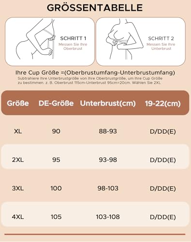 INNERSY Bustier Damen Große Brüste Nahtloser BH ohne Bügel Schwarz Bralette T-Shirt BHS 1 Pack (4XL, 1 Elegantes Schwarz)