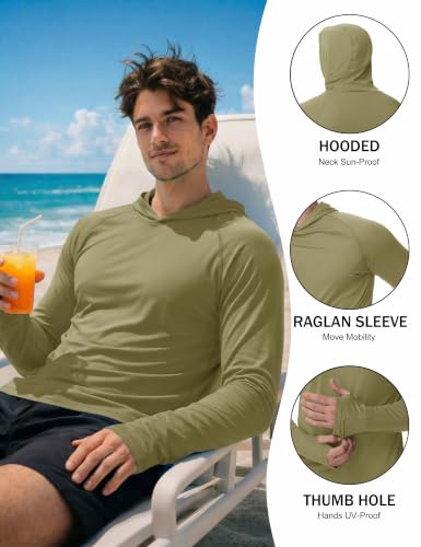 Image of KEFITEVD Men's Sun Hoodie Long Sleeve Fishing UPF 50+ SPF Quick Dry Shirts