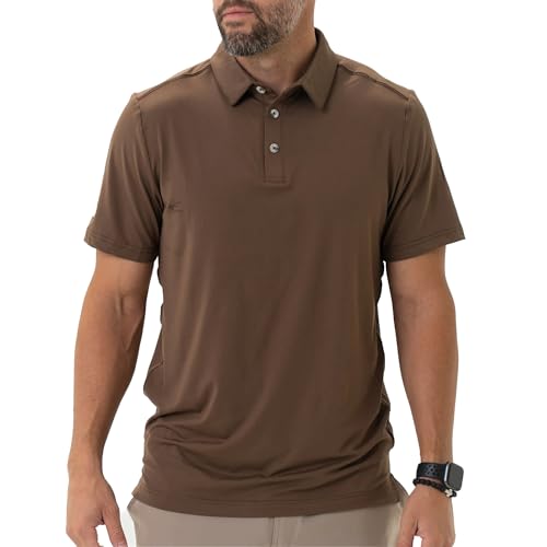 Burlebo Mens Performance Polo Shirt  Lightweight, Quick Dry, Moisture Wicking, Four-Way Stretch