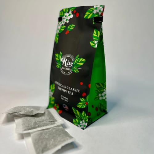 Rise Yaupon America's Classic Yaupon Holly Tea, 20 Tea Bags, 1.06 oz, Made with 100% Yaupon Holly, Naturally Caffeinated, Never Bitter (Classic)