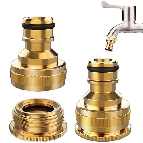 Connecteur de robinet-2 pièces, 1/2 pouce et 3/4 pouce BSP 2-en-1 Adaptateur femelle de robinet fileté, raccord pour robinets filetés, connecteur de robinet de jardin