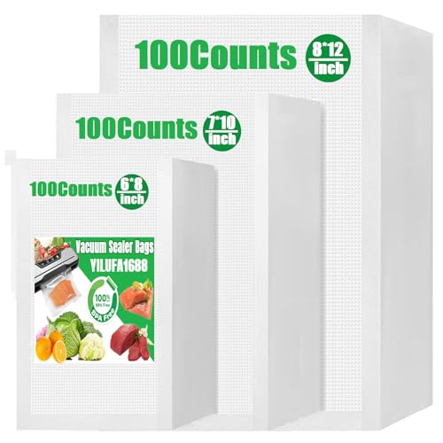 Vacuum Sealer Bags for Food 300 Count - 3 Precut...