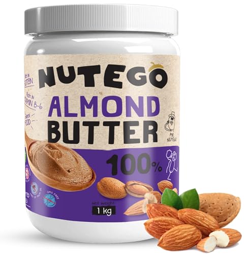 Nutego 100% Cremige Mandelmus 1 KG – Mandelbutter Ohne Zusätze, Salz, Zucker & Palmfett – Vegan, Laktosefrei, Gentechnikfrei