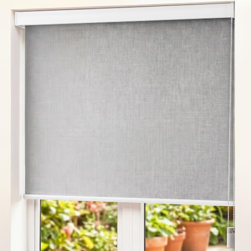 Image of Story@Home 100% Blackout Roller Blinds for Windows W 4 ft x H 7 ft | Window Blinds with UV Protection & Thermal Insulated Fabric | Privacy Window Shades for Home & Office - Light Grey