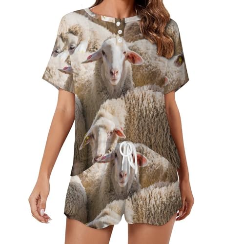 Pyjama femme agneau manches courtes contre la chaleur de l'été