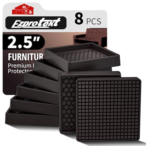 Image of Ezprotekt Non Slip Furniture Pads, 8 Pcs 2.5 inch Anti Skid Rubber Furniture Caster Cups, Anti-Slip Furniture Coasters for Hardwood Floors, Anti Slide Floor Protectors for Bed Couch Stoppers (Brown)