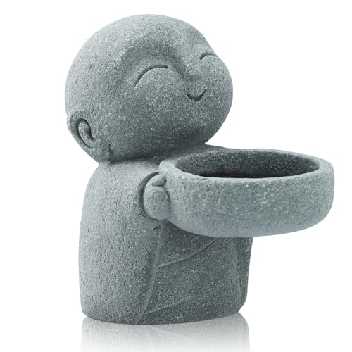 Mini estatua Zen monje rezando en piedra arenisca