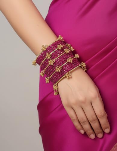 Image of Kashmiri Ghangharoo Glass Bangle Set for Women| Light Weight Bangles | Traditional Transparent Fancy Glass Chudi Set for Wedding, Party.